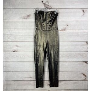 Veronica Beard Metallic Strapless Jumpsuit Side Zip